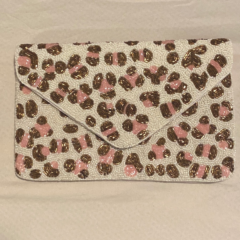 Leopard Beaded Clutch